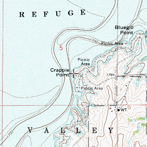 Topographic Map of Crappie Point, KS