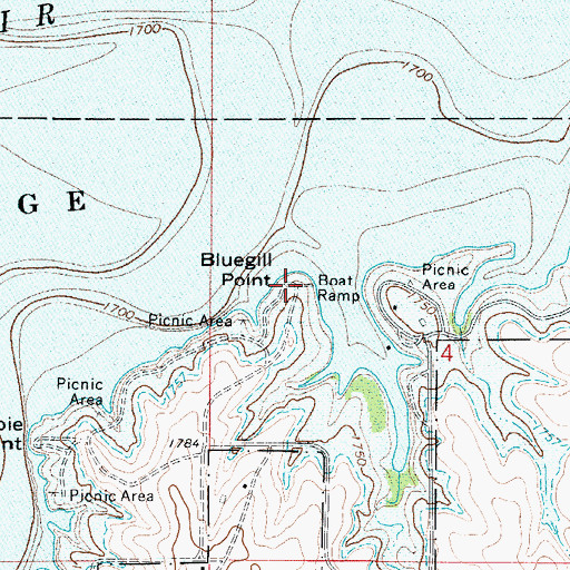 Topographic Map of Bluegill Point, KS