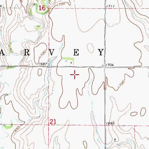 Topographic Map of Township of Harvey, KS