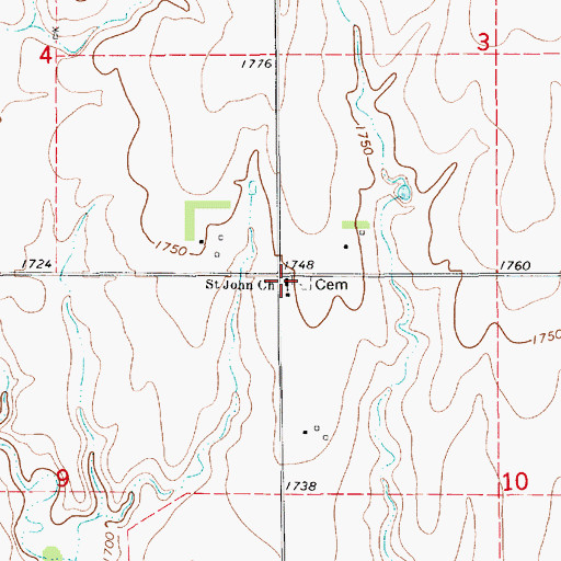 Topographic Map of Saint John Lutheran Church, KS