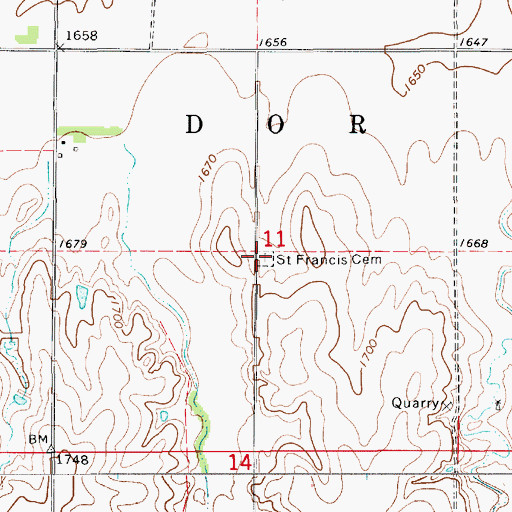 Topographic Map of Saint Francis Cemetery, KS