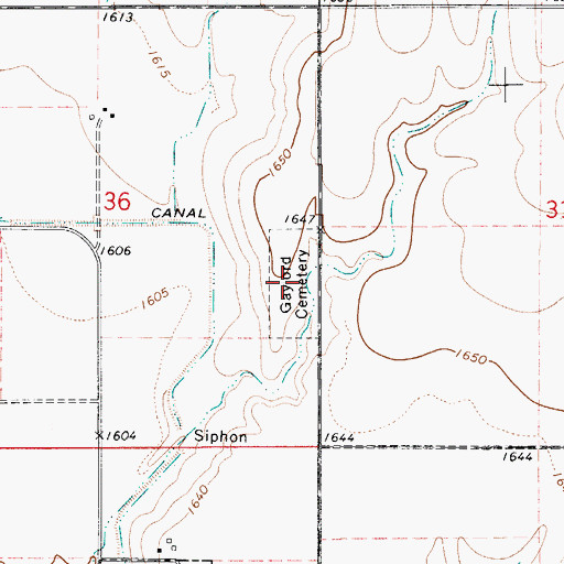Topographic Map of Gaylord Cemetery, KS