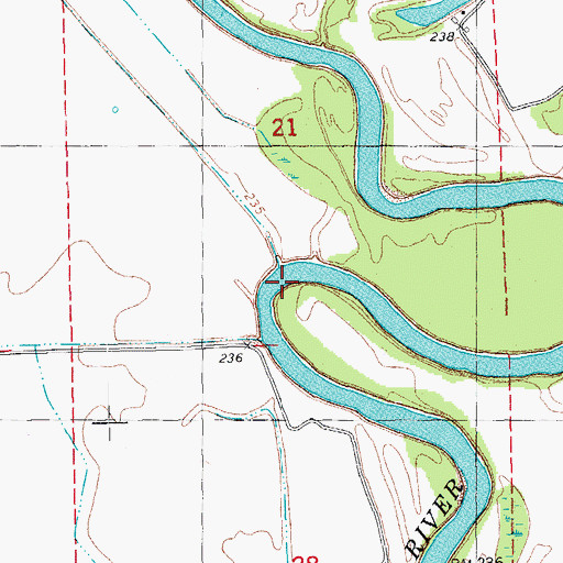 Topographic Map of Burns Lower Bend, AR