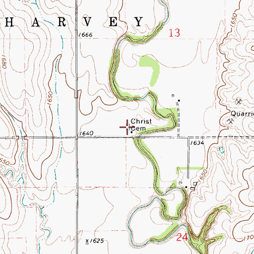 Topographic Map of Christ Cemetery, KS