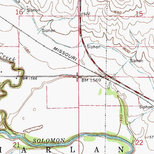 Topographic Map of Township of Harlan, KS