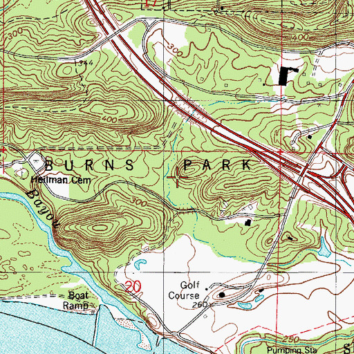 Topographic Map of Burns Park, AR