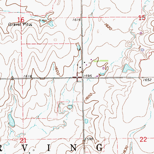 Topographic Map of Township of Erving, KS