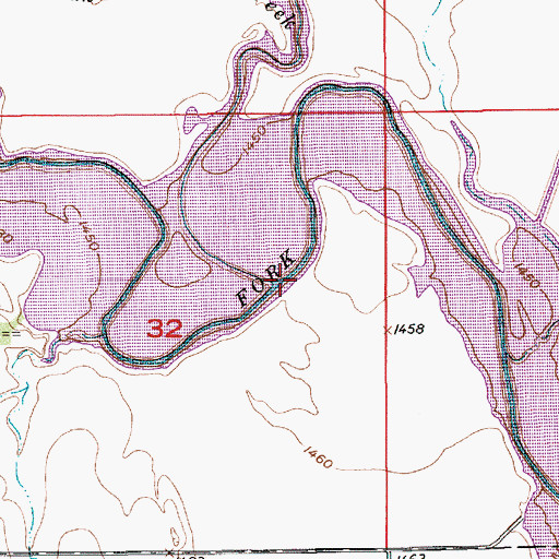Topographic Map of Oak Creek, KS