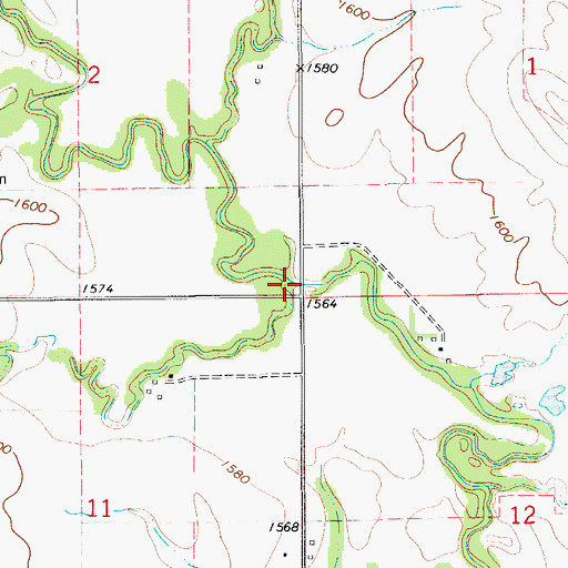 Topographic Map of Buck Creek, KS