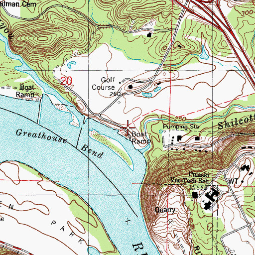Topographic Map of Burns Park Public Use Area, AR