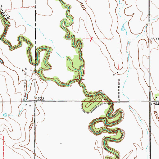 Topographic Map of Little Oak Creek, KS