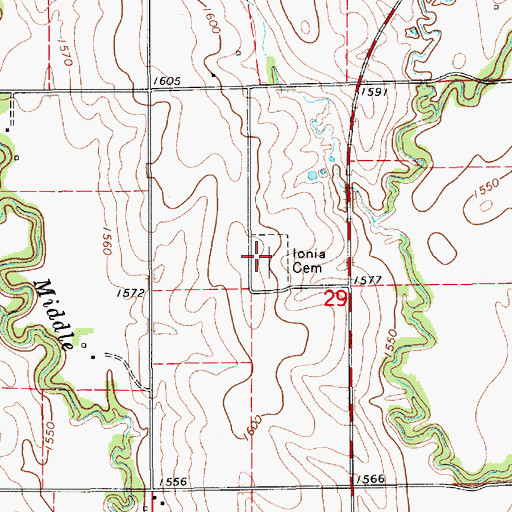 Topographic Map of Ionia Cemetery, KS
