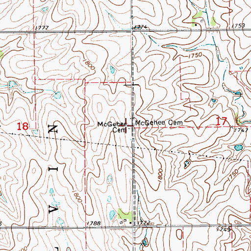 Topographic Map of McGehee Cemetery, KS