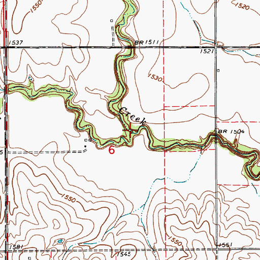Topographic Map of Dry Creek, KS