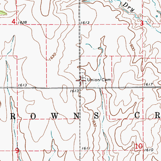 Topographic Map of Union Cemetery, KS