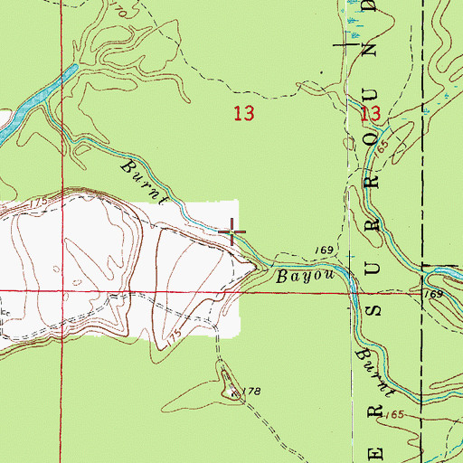 Topographic Map of Burnt Bayou, AR