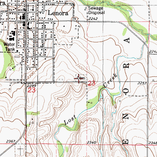 Topographic Map of Lenora East Cemetery, KS