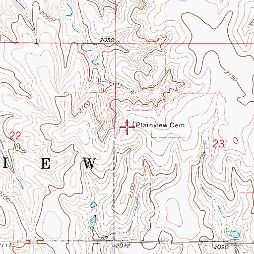 Topographic Map of Plainview Cemetery, KS