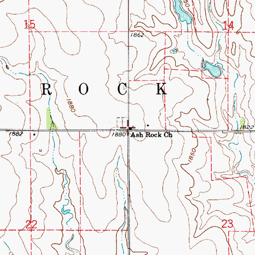 Topographic Map of Ash Rock Church, KS