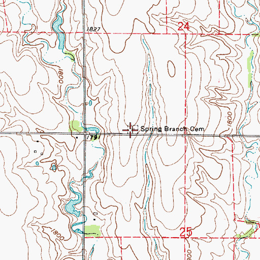 Topographic Map of Spring Branch Cemetery, KS