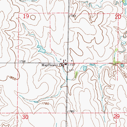 Topographic Map of Mayflower Church, KS
