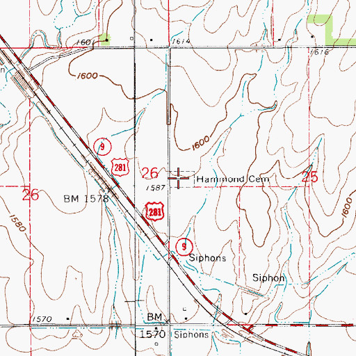 Topographic Map of Hammond Cemetery, KS