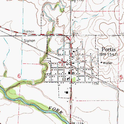 Topographic Map of Portis, KS