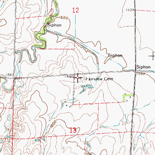 Topographic Map of Fairview Cemetery, KS
