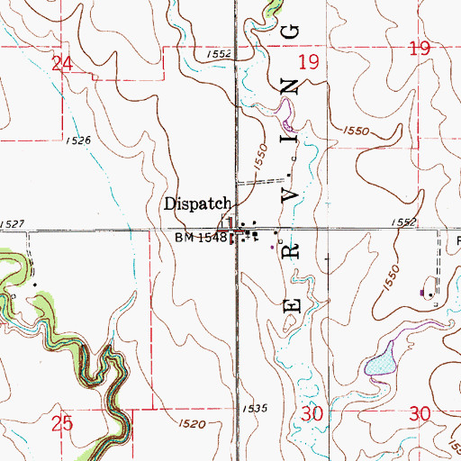 Topographic Map of Dispatch, KS