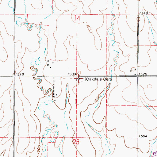 Topographic Map of Oakdale Cemetery, KS