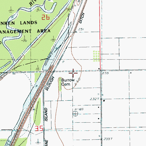 Topographic Map of Burrow Cemetery, AR