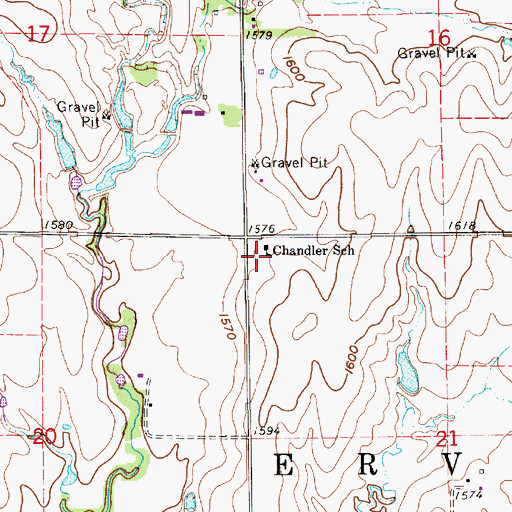 Topographic Map of Chandler School, KS