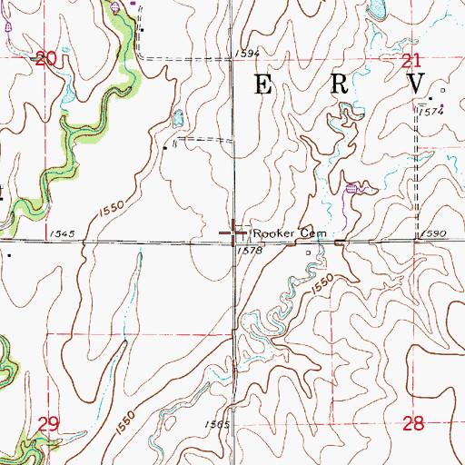 Topographic Map of Rooker Cemetery, KS