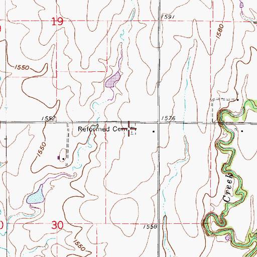 Topographic Map of Reformed Cemetery, KS