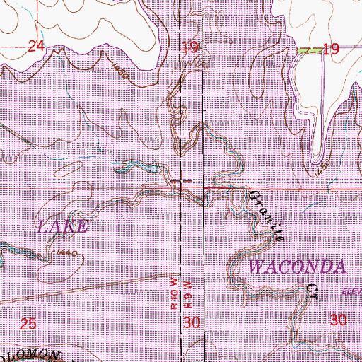 Topographic Map of Granite Creek Cemetery, KS