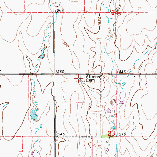 Topographic Map of Athens Cemetery, KS