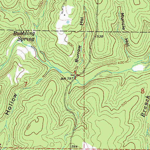 Topographic Map of Burrow Hollow, AR