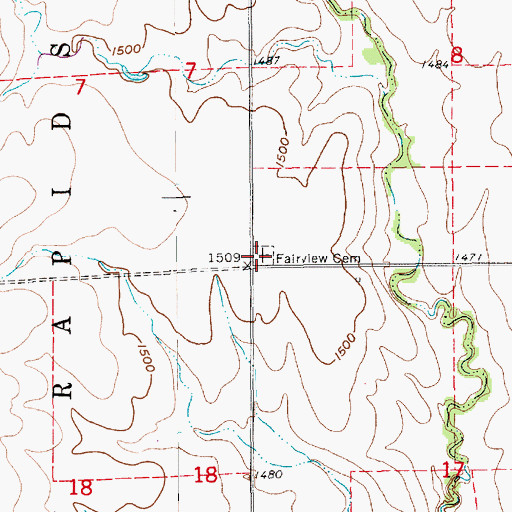 Topographic Map of Fairview Cemetery, KS