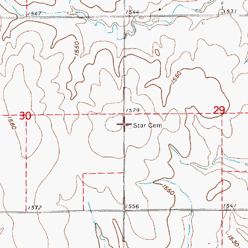 Topographic Map of Star Cemetery, KS