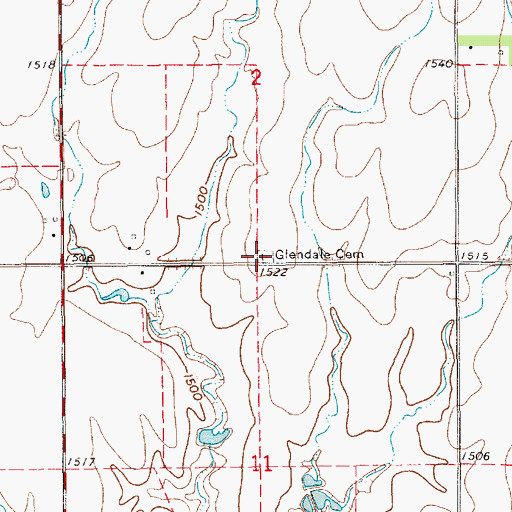 Topographic Map of Glendale Cemetery, KS