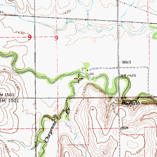 Topographic Map of Little Cheyenne Creek, KS