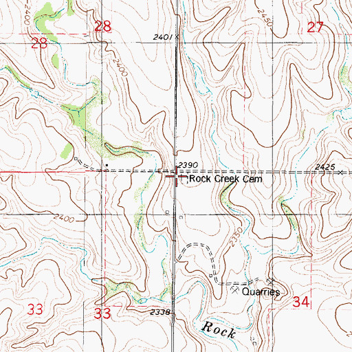 Topographic Map of Rock Creek Cemetery, KS