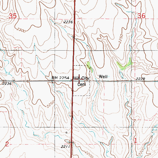 Topographic Map of Hill City Cemetery, KS