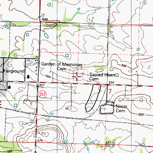 Topographic Map of Burt Cemetery, AR
