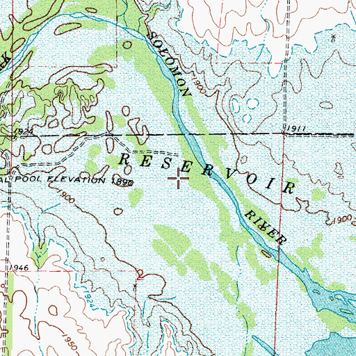 Topographic Map of Webster Reservoir, KS