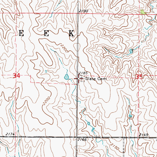 Topographic Map of Slate Cemetery, KS