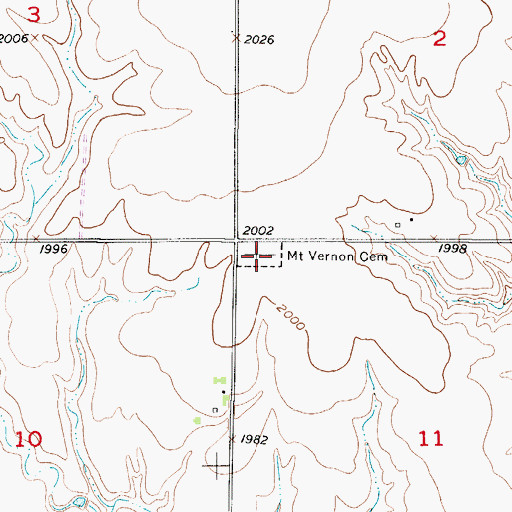 Topographic Map of Mount Vernon Cemetery, KS