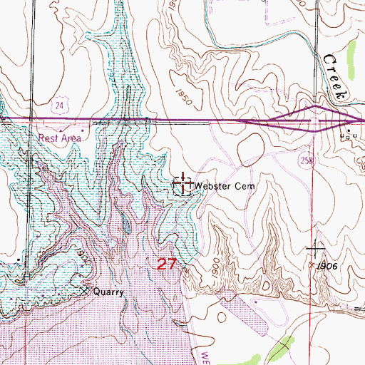 Topographic Map of Webster Cemetery (historical), KS