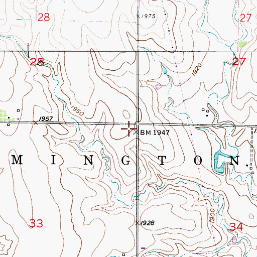 Topographic Map of Mount Nebo School, KS
