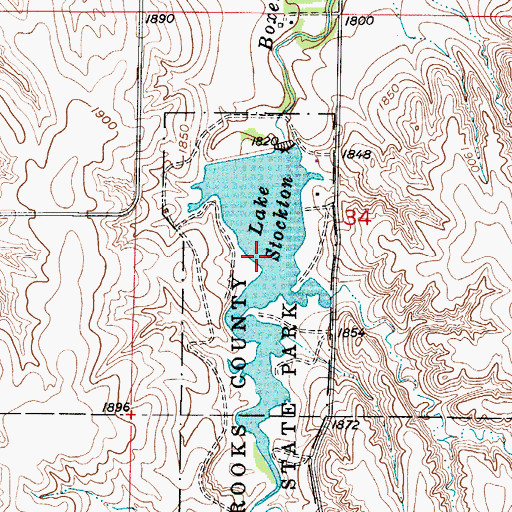 Topographic Map of Rooks County State Park, KS